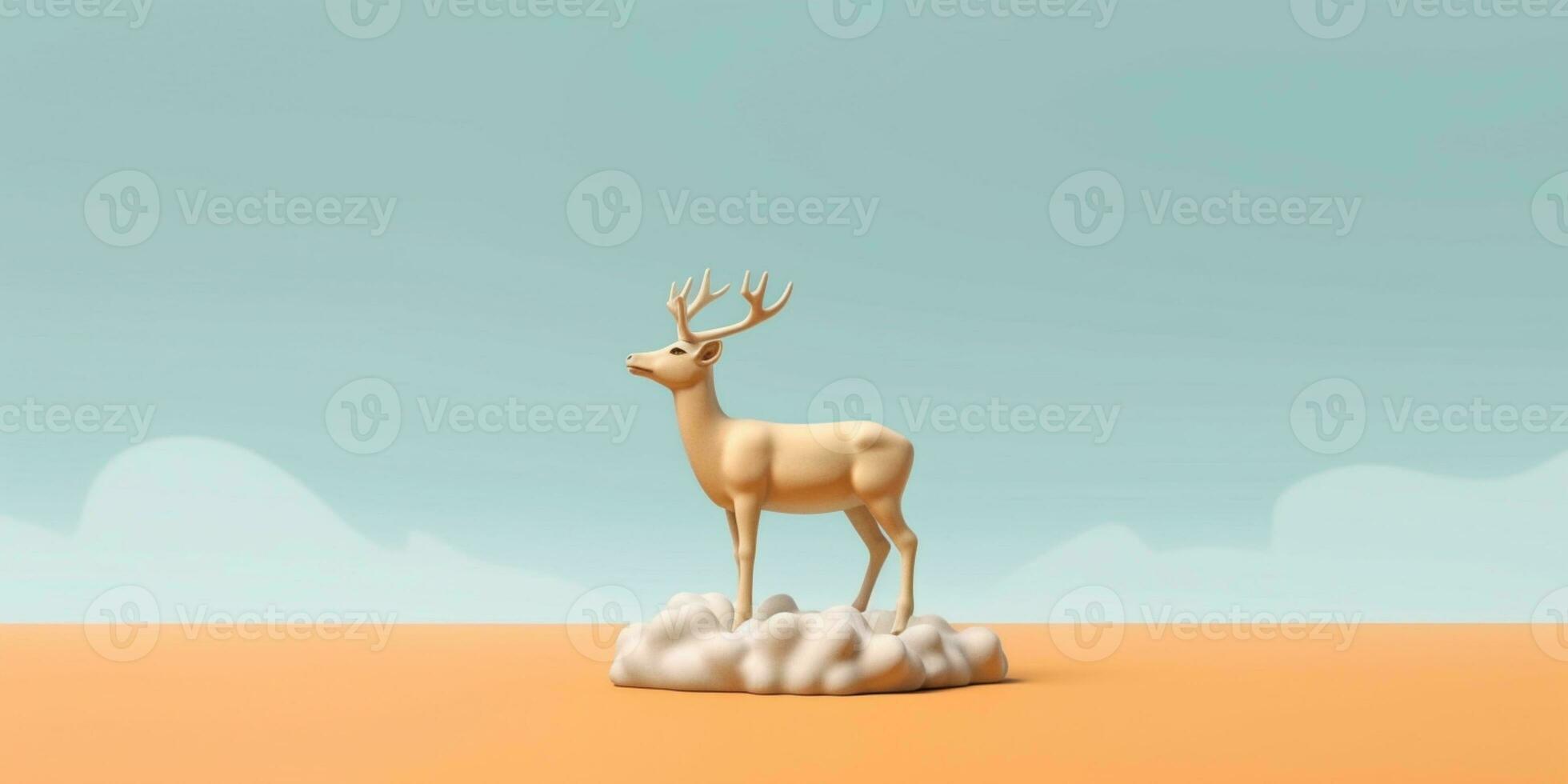 poco cervo animale argilla cartone animato animazione, ai generato foto