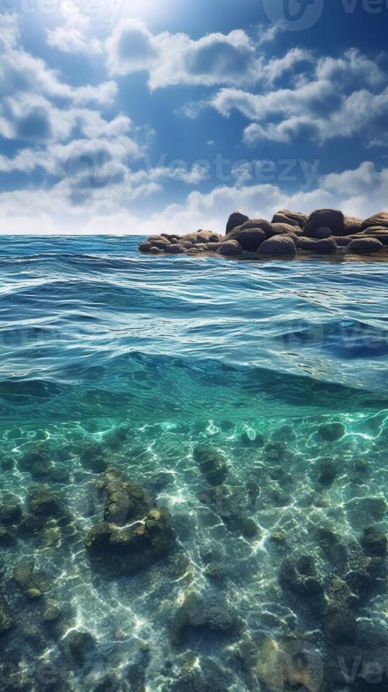 oceano onda blu acqua sfondo. ai generato foto