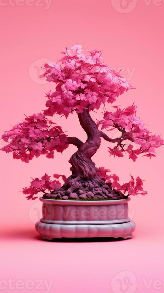 Bonsai rosa albero sfondo sfondo. ai generato foto