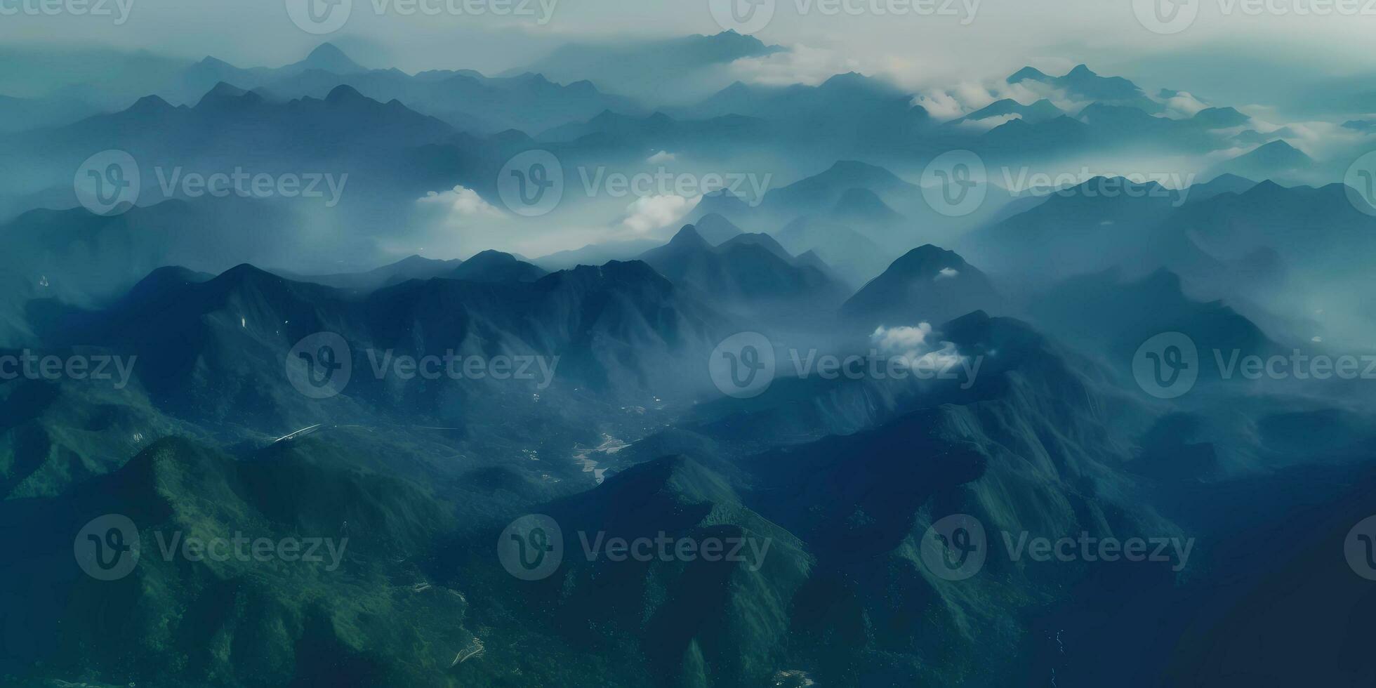 paesaggio verde montagne superiore Visualizza sfondo, ai generato foto