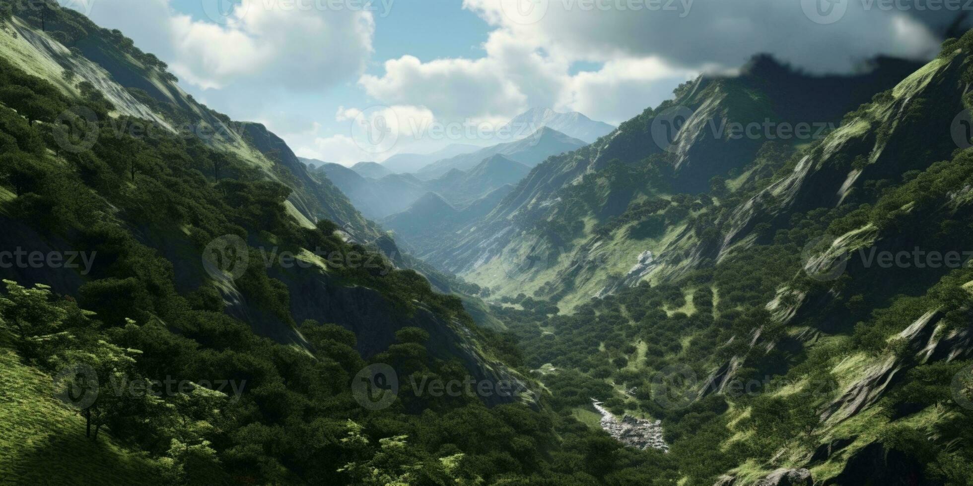 roccioso montagna con nube fuga sfondo. ai generato foto