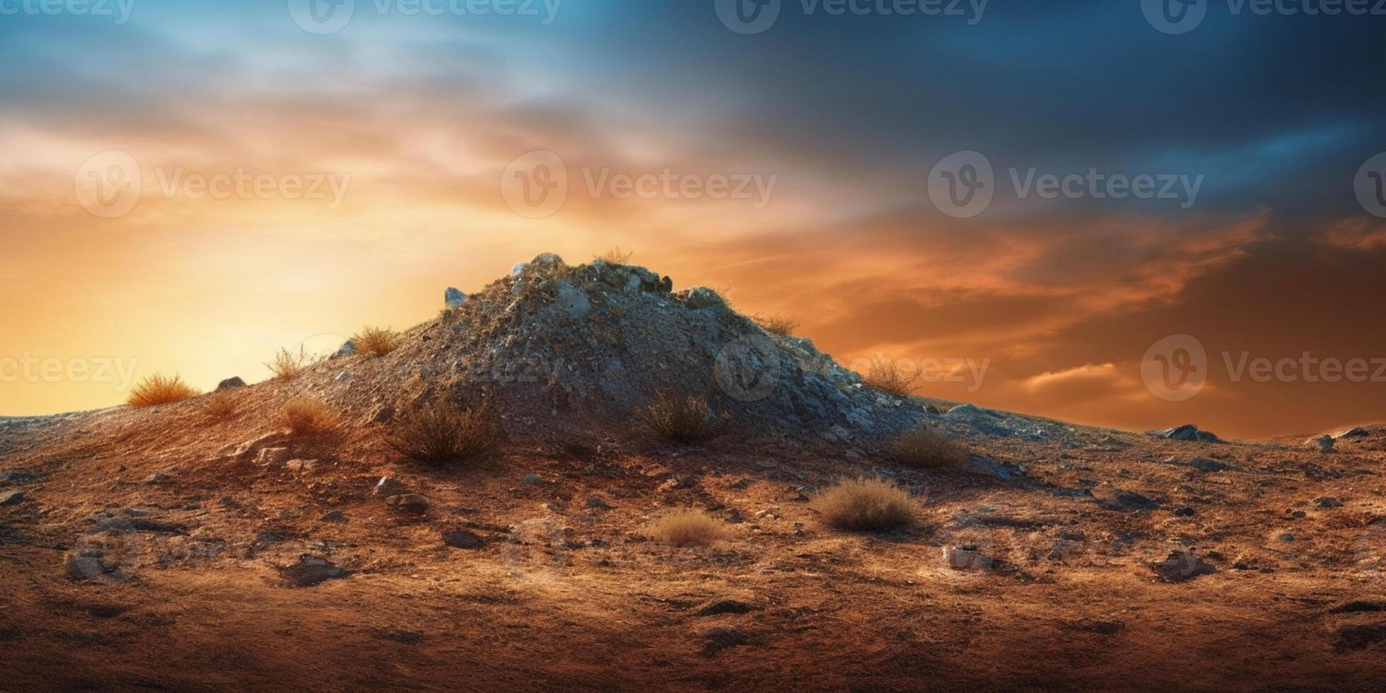 tramonto su collina cielo copia spazio sfocato sfondo, ai generato foto