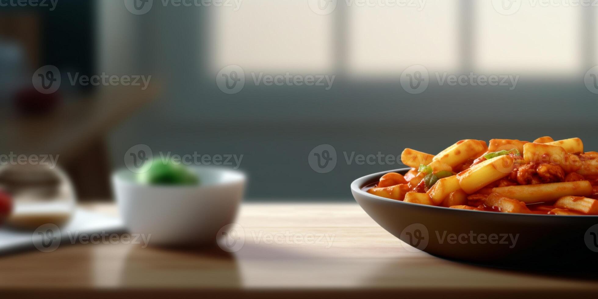 tteokbokki coreano cibo per pranzo o cena. ai generato foto