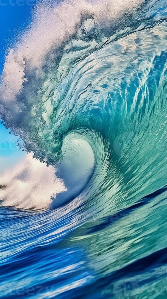 oceano onda blu acqua sfondo. ai generato foto