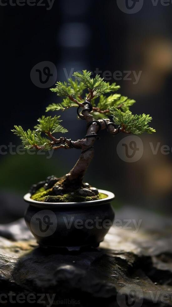 Bonsai verde albero sfondo sfondo. ai generato foto