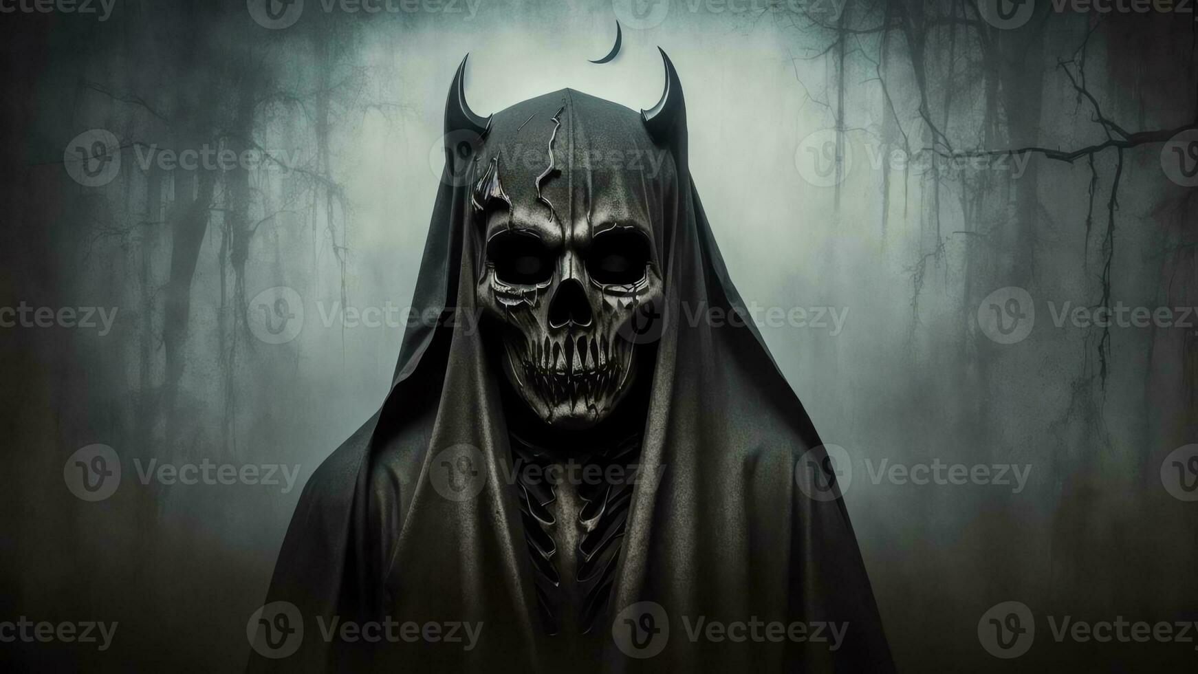 maschera di incubi scatenando Halloween S orrore. ai generato. foto