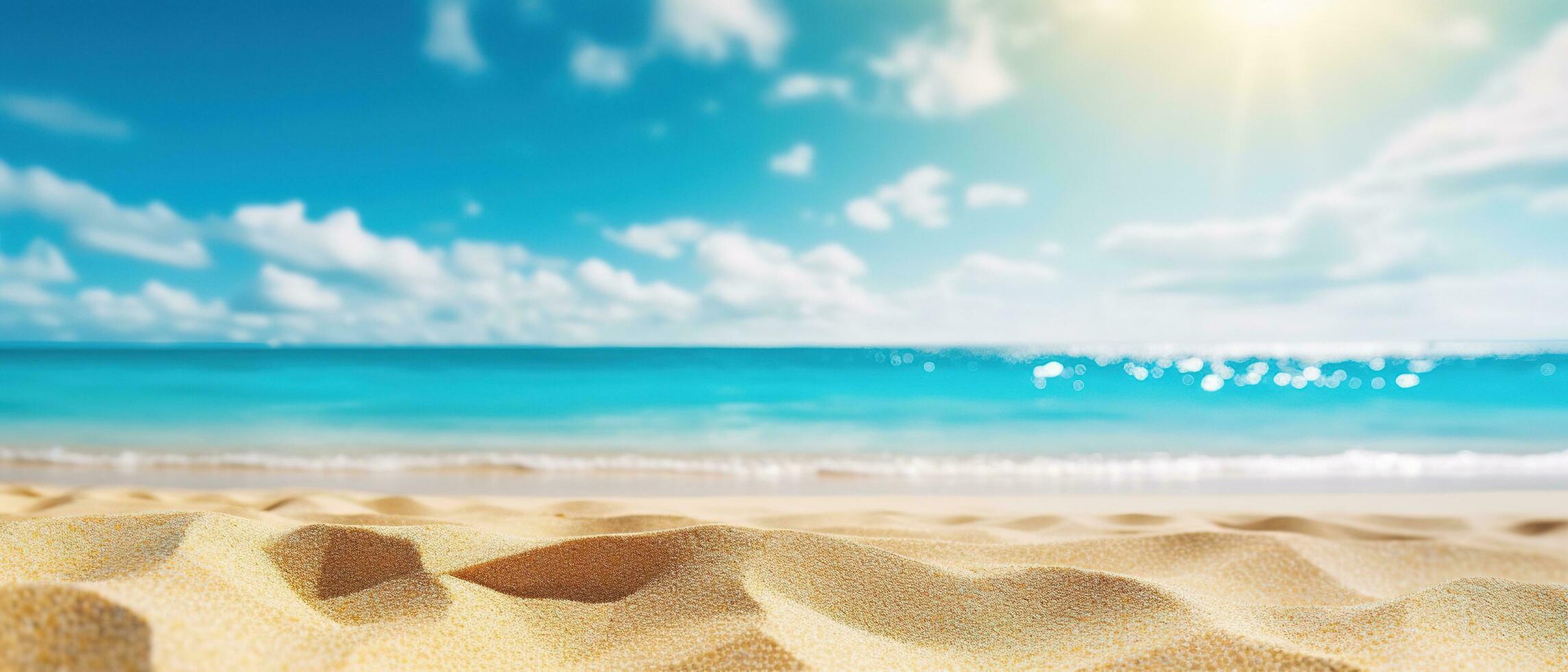 sabbia spiaggia e cielo. astratto sfocatura sfocato sfondo. ai generato foto