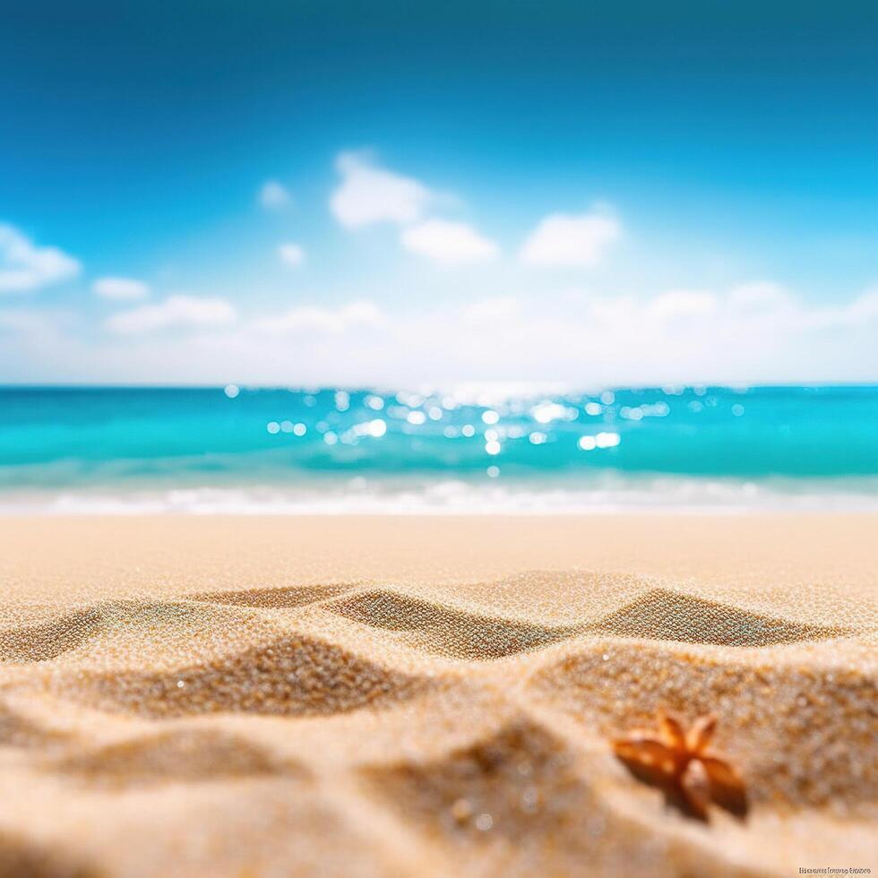 sabbia spiaggia e cielo. astratto sfocatura sfocato sfondo. ai generato foto