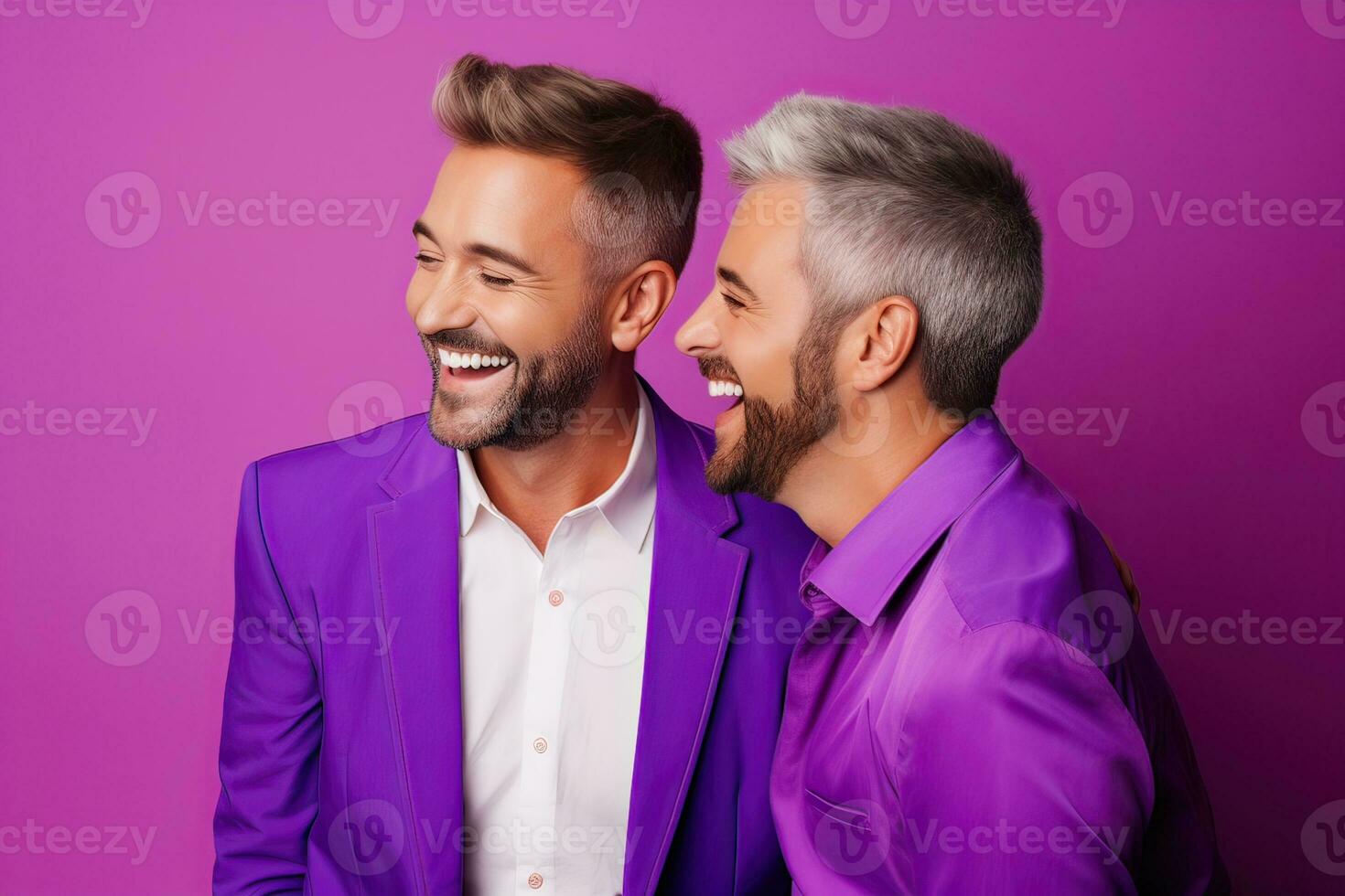 generativo ai illustrazione di sorridente coppia gay, lgbt concetto, positivo e gioioso. foto