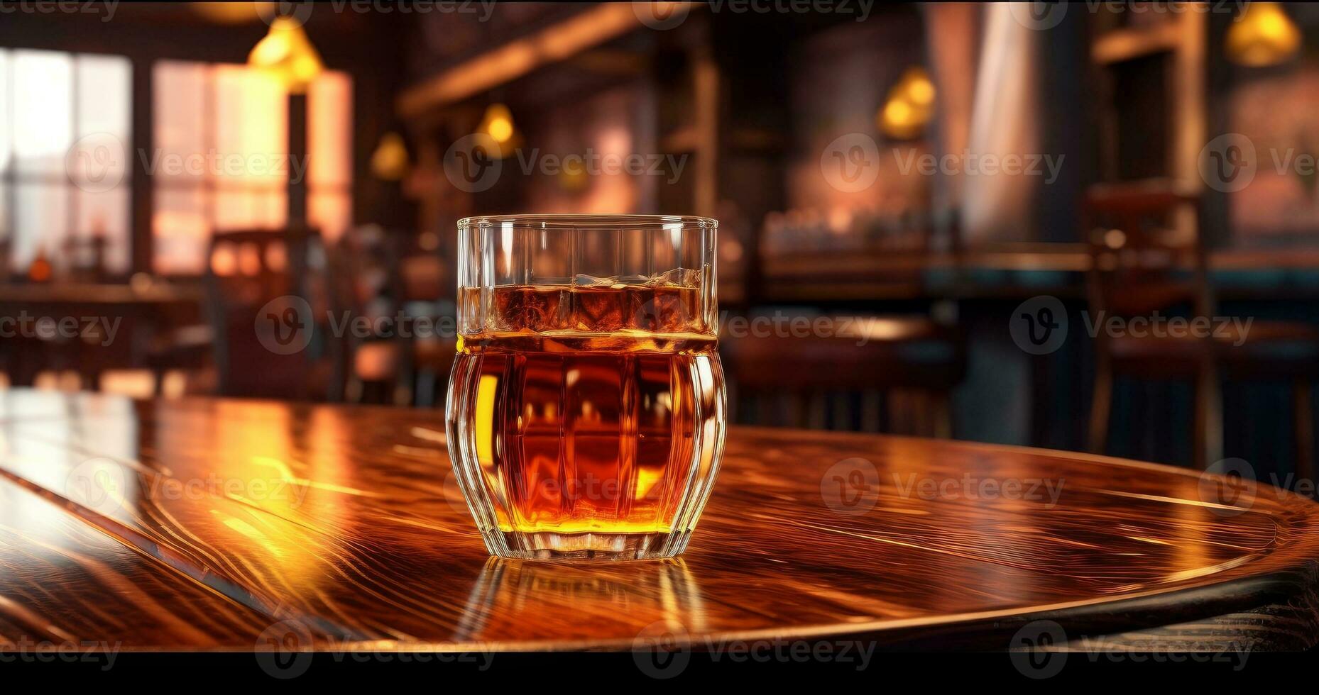 bicchiere di whisky con ghiaccio su un' di legno tavolo contro