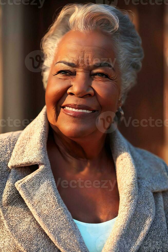 mezzo anziano più vecchio signora donna le persone, generativo ai foto