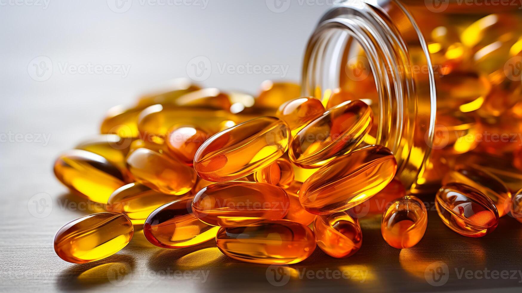 capsula con vitamina d e Omega 3 per cervello, cuore e salutare nutrizione benefici. ai generato foto