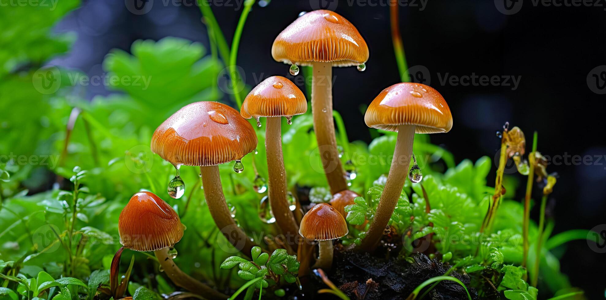 psilocybe semilanceata funghi in crescita su foresta pavimento per trattamento di disturbi. ai generato foto