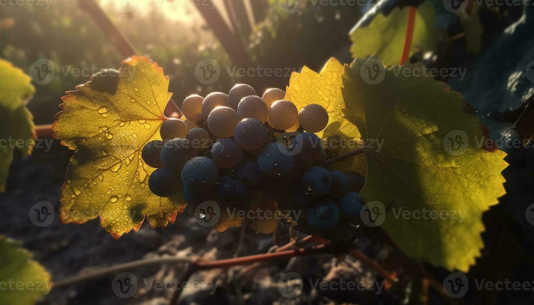 uva foglia nel natura, autunno frutta, agricoltura vigneto pianta freschezza generato di ai foto