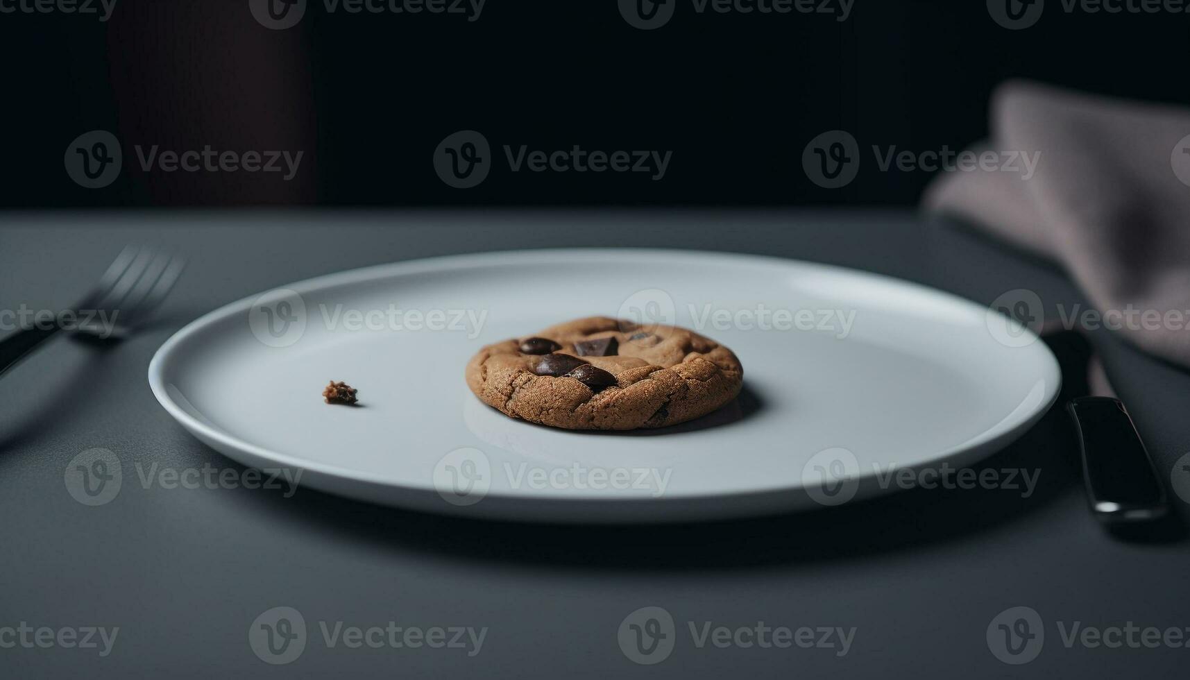 appena al forno cioccolato patata fritta biscotti su piatto generato di ai foto