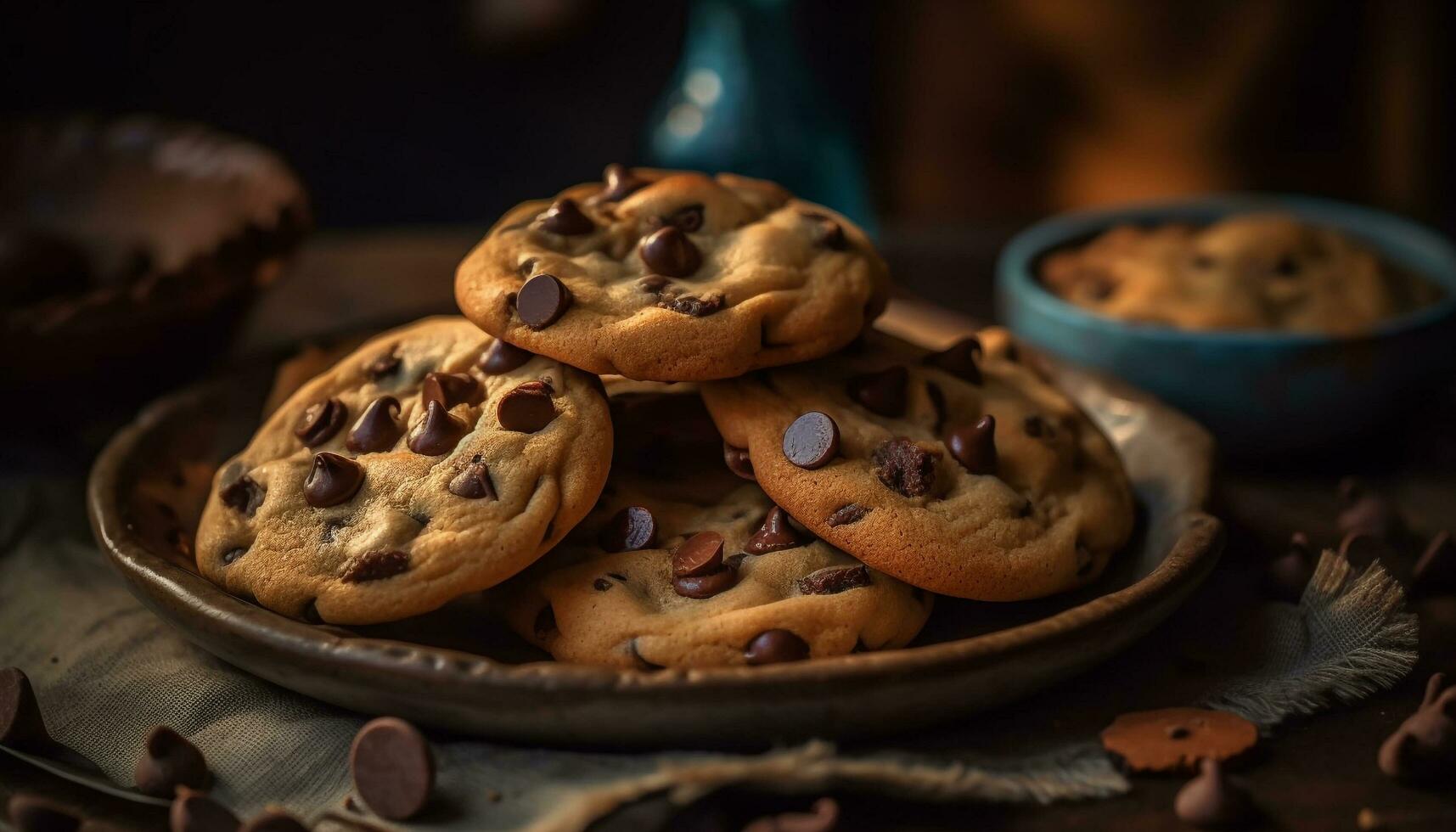 indulgente fatti in casa cioccolato patata fritta biscotto su rustico tavolo generato di ai foto