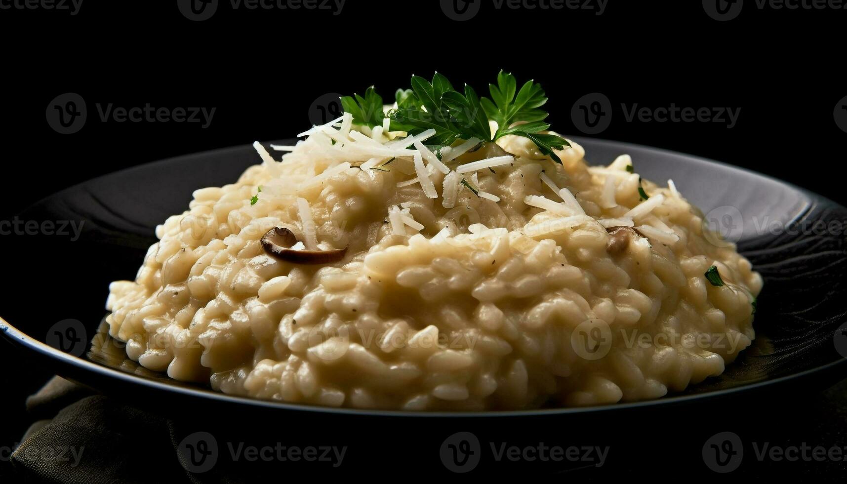 vegetariano risotto, cucinato con zafferano e parmigiano generato di ai foto