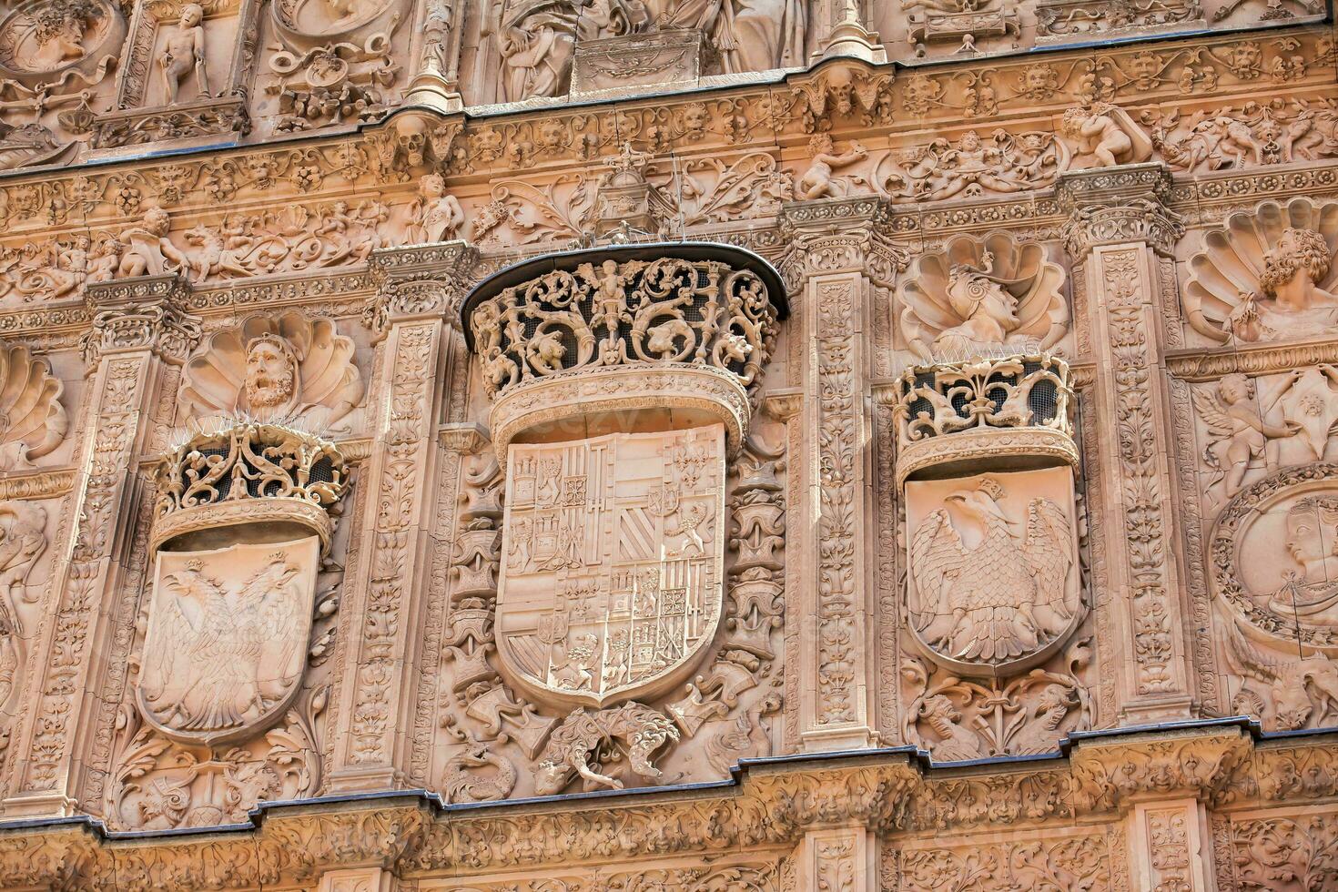 dettaglio di il bellissimo facciata di il storico edificio di il Università di salamanca foto