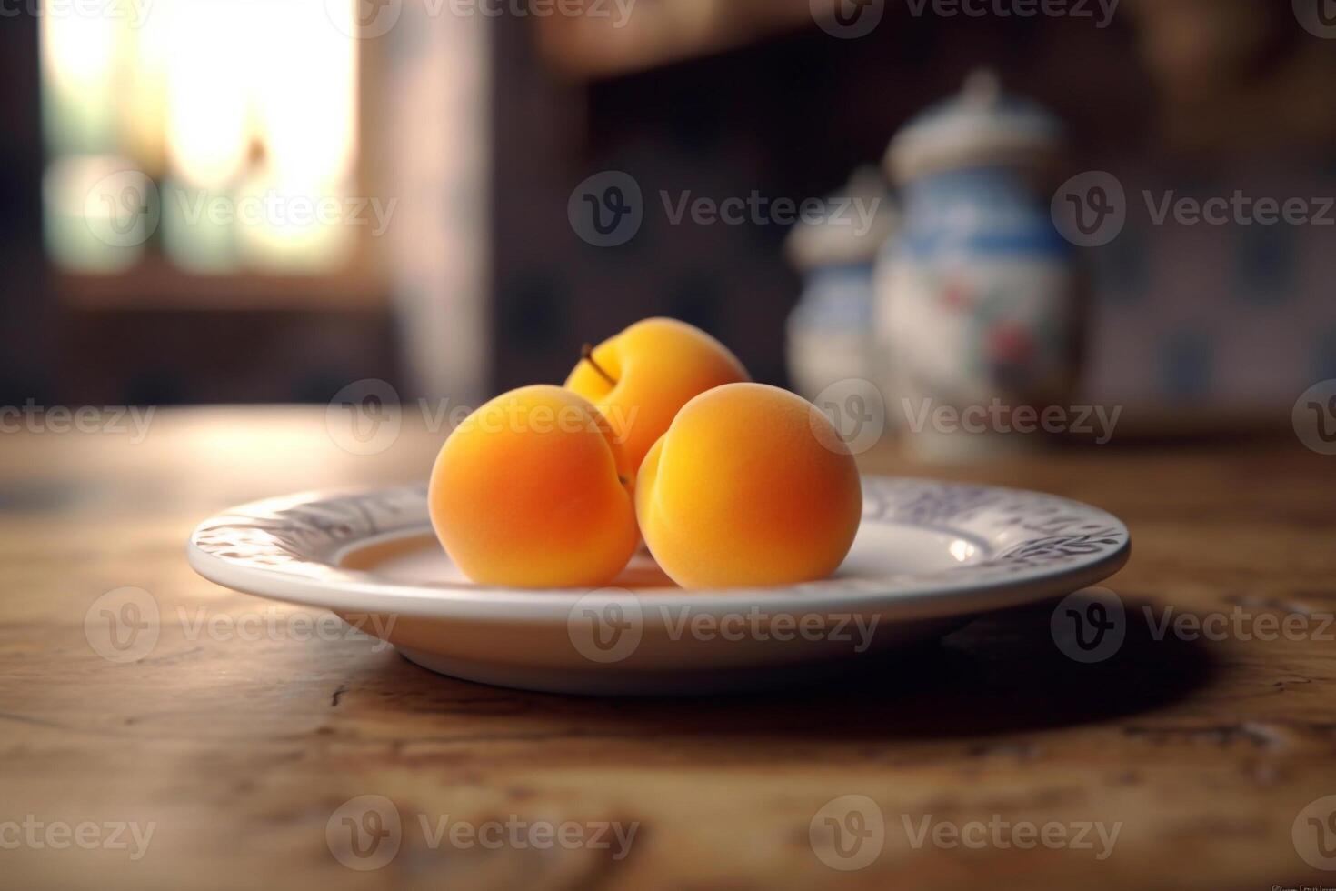 succoso delizioso albicocca bugie su un' bellissimo piatto, ai generato foto