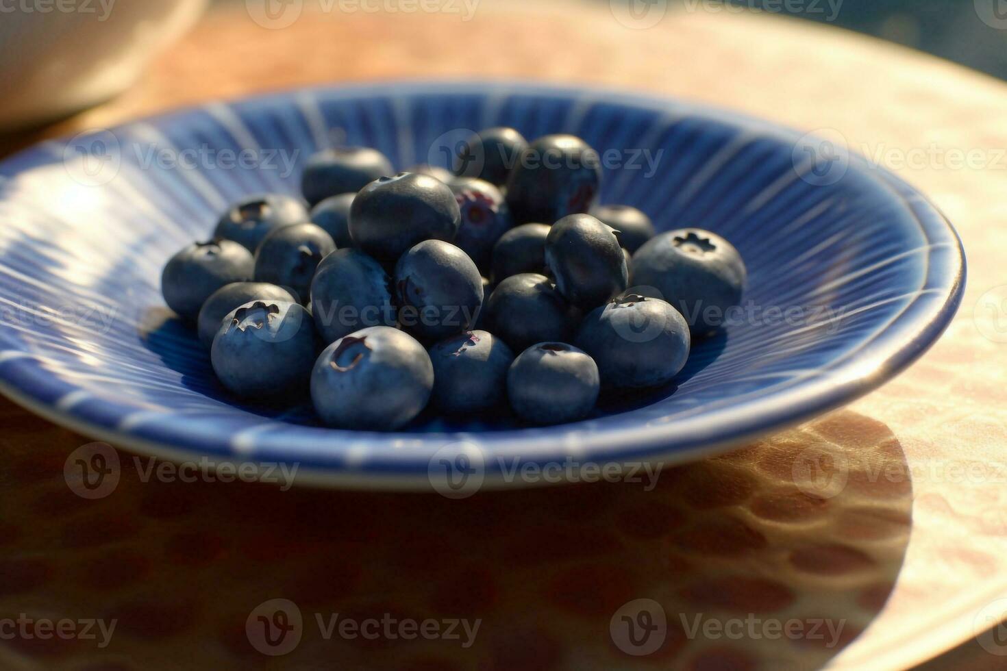 succoso delizioso mirtillo bugie su un' bellissimo piatto, ai generato foto