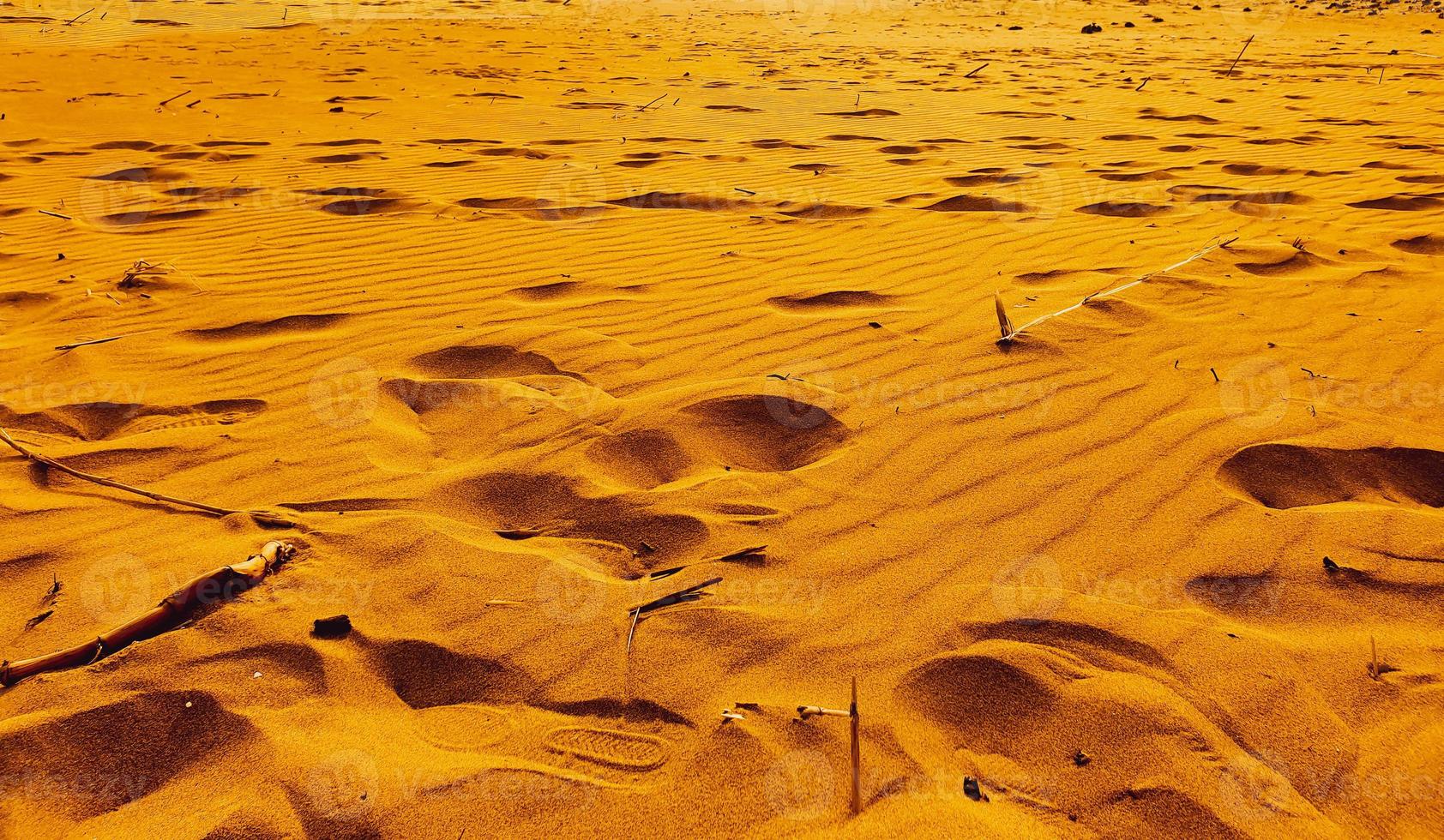 Inquadratura dal basso della spiaggia di sabbia dorata, Karpasia, Cipro foto