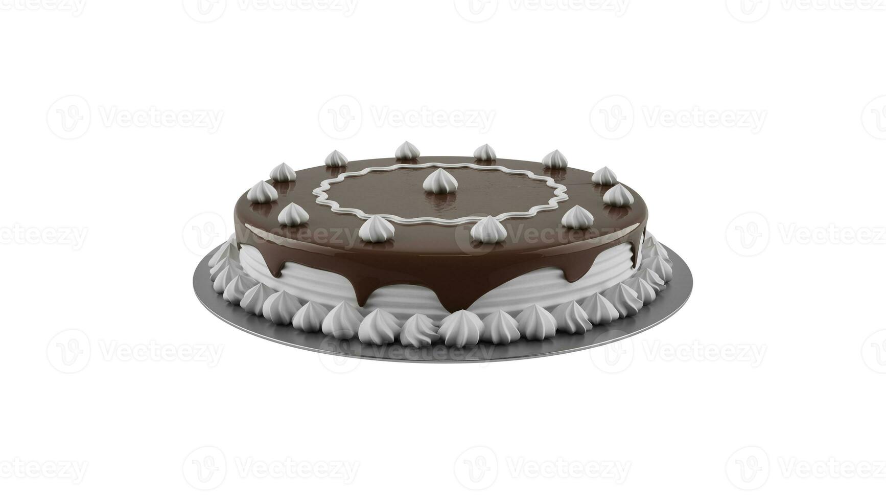 Immagine di un' bellissimo cioccolato torta decorato con crema. 3d rendere foto