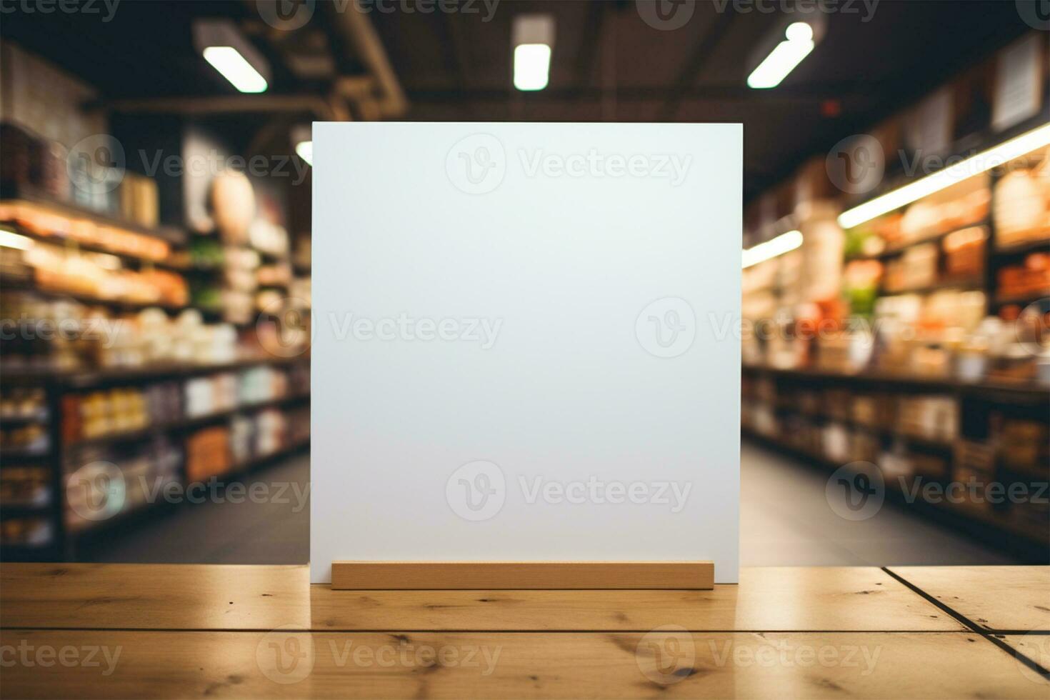 vuoto tavola con sfocatura supermercato ai generato foto
