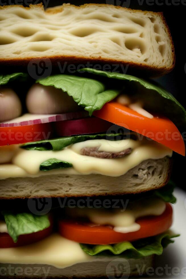 un' Sandwich è impilati su superiore di ogni Altro. ai generato foto