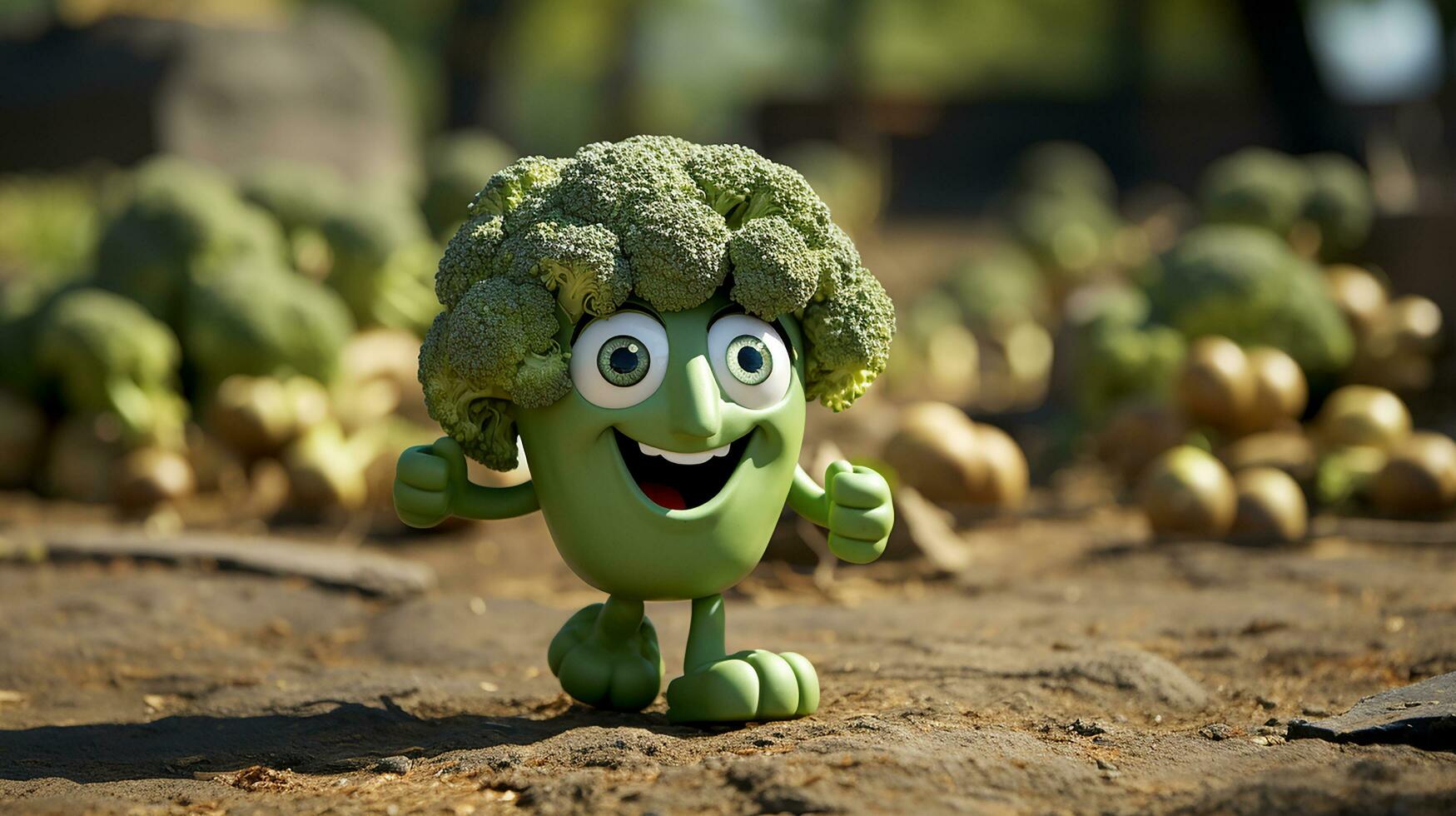 broccoli avere viso, mani e piedi a piedi fatto di ai generativo foto