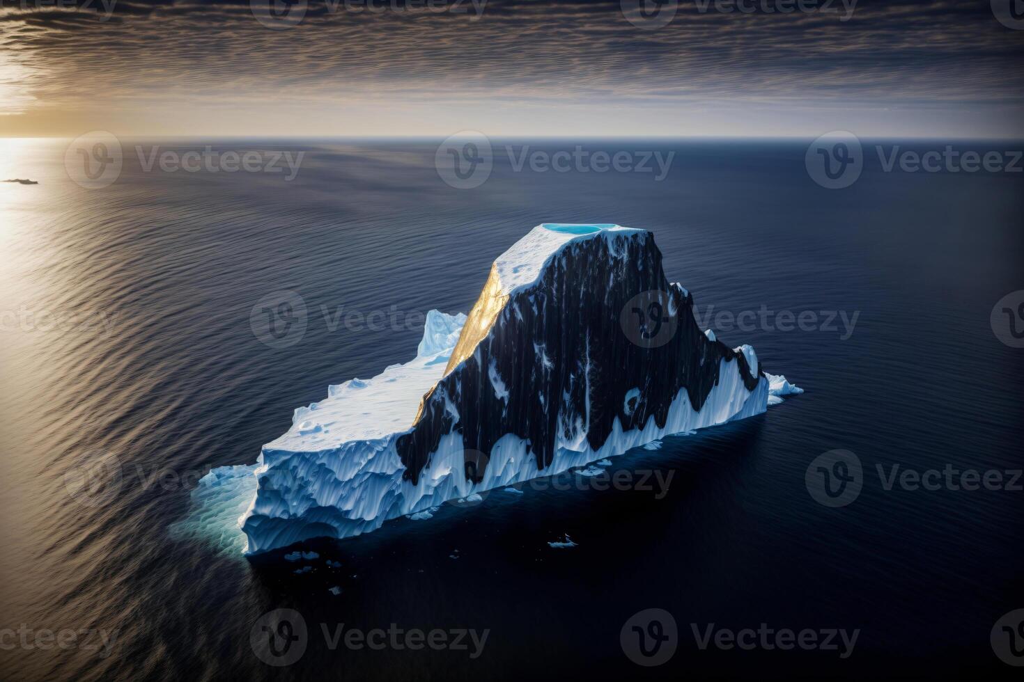 un iceberg galleggiante nel il mezzo di il oceano. ai generato foto