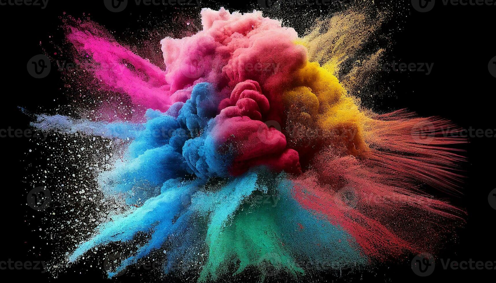 colorato arcobaleno colorato dipingere polvere con buio sfondo. ai generativo colori foto
