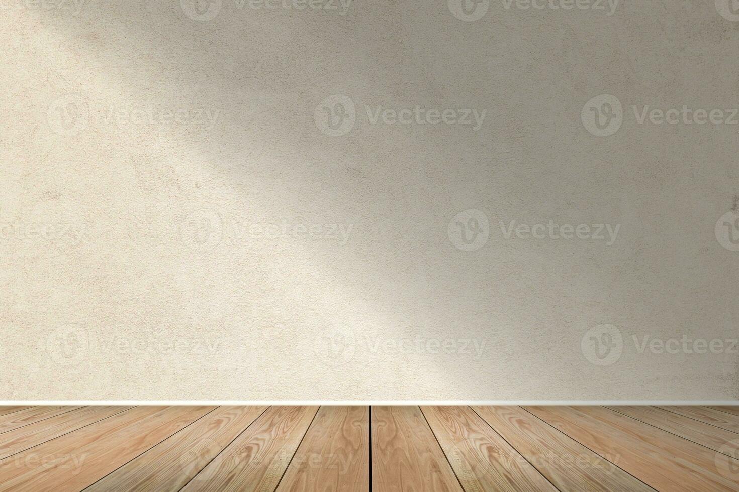 mockup di muro di cemento bianco grigio, con pavimento in legno. foto