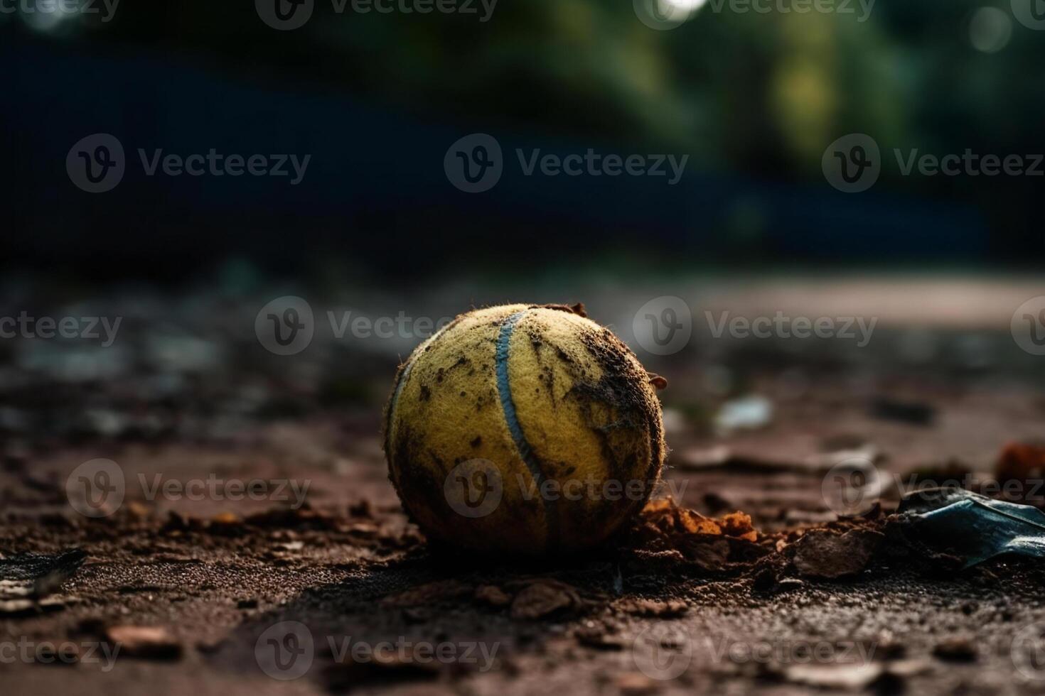 tennis palla nel il sporco. ai generativo foto