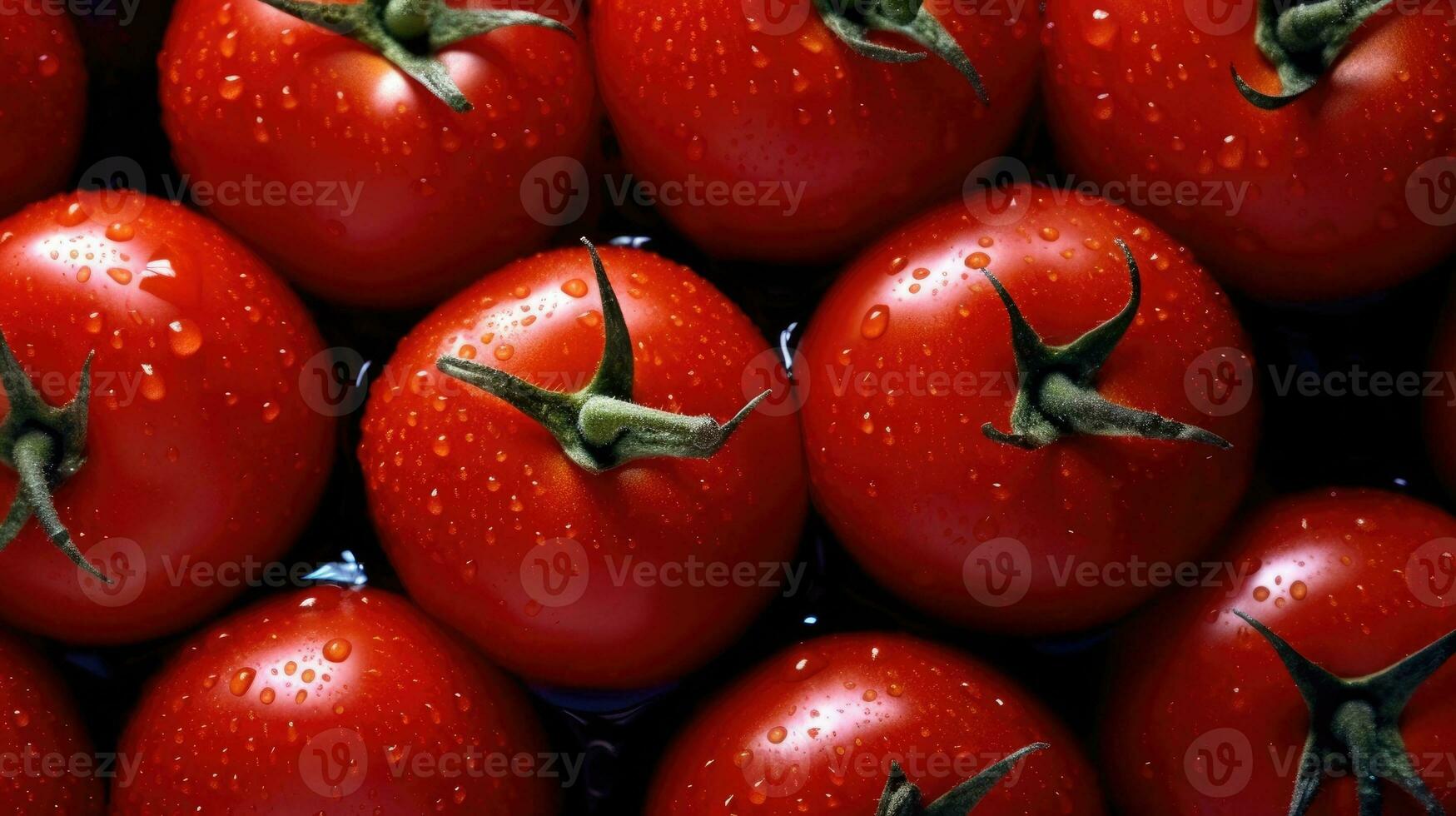Perfetto fresco rosso bagnato pomodori con pomodoro su sfondo. generativo ai foto