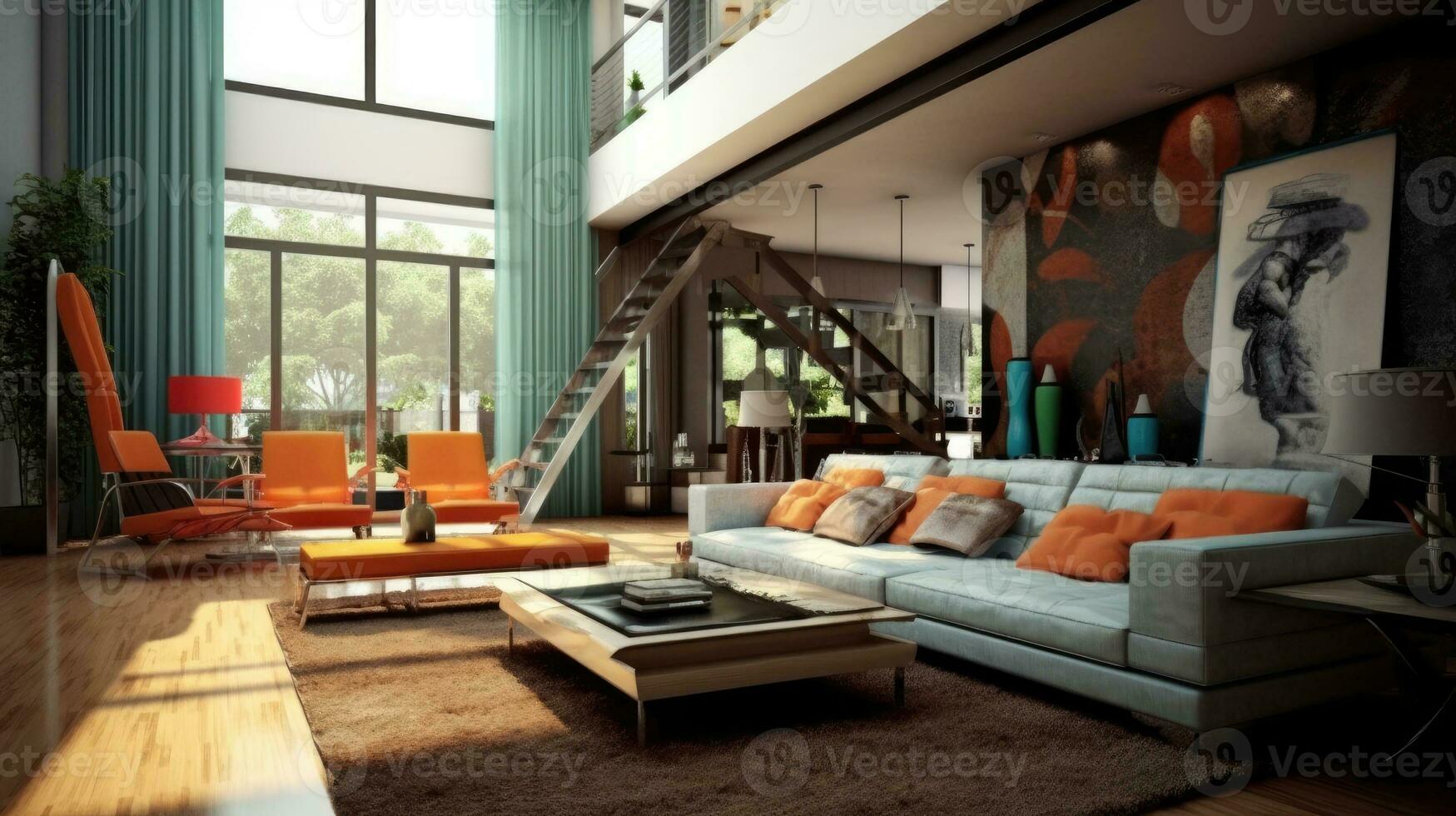 interno di vivente camera con bianca divano. generativo ai foto