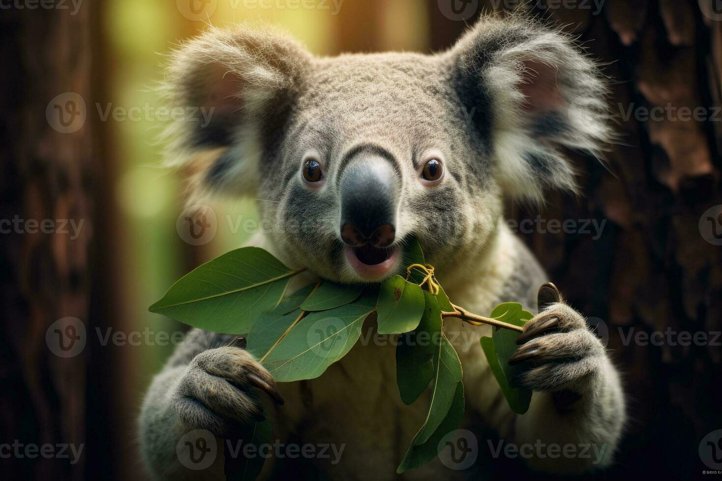 koala è mangiare eucalipto le foglie. generativo ai foto