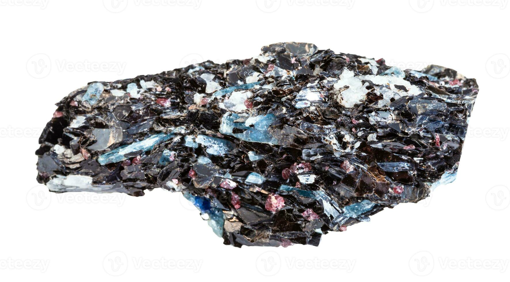 ruvido biotite roccia con cianite cristalli isolato foto