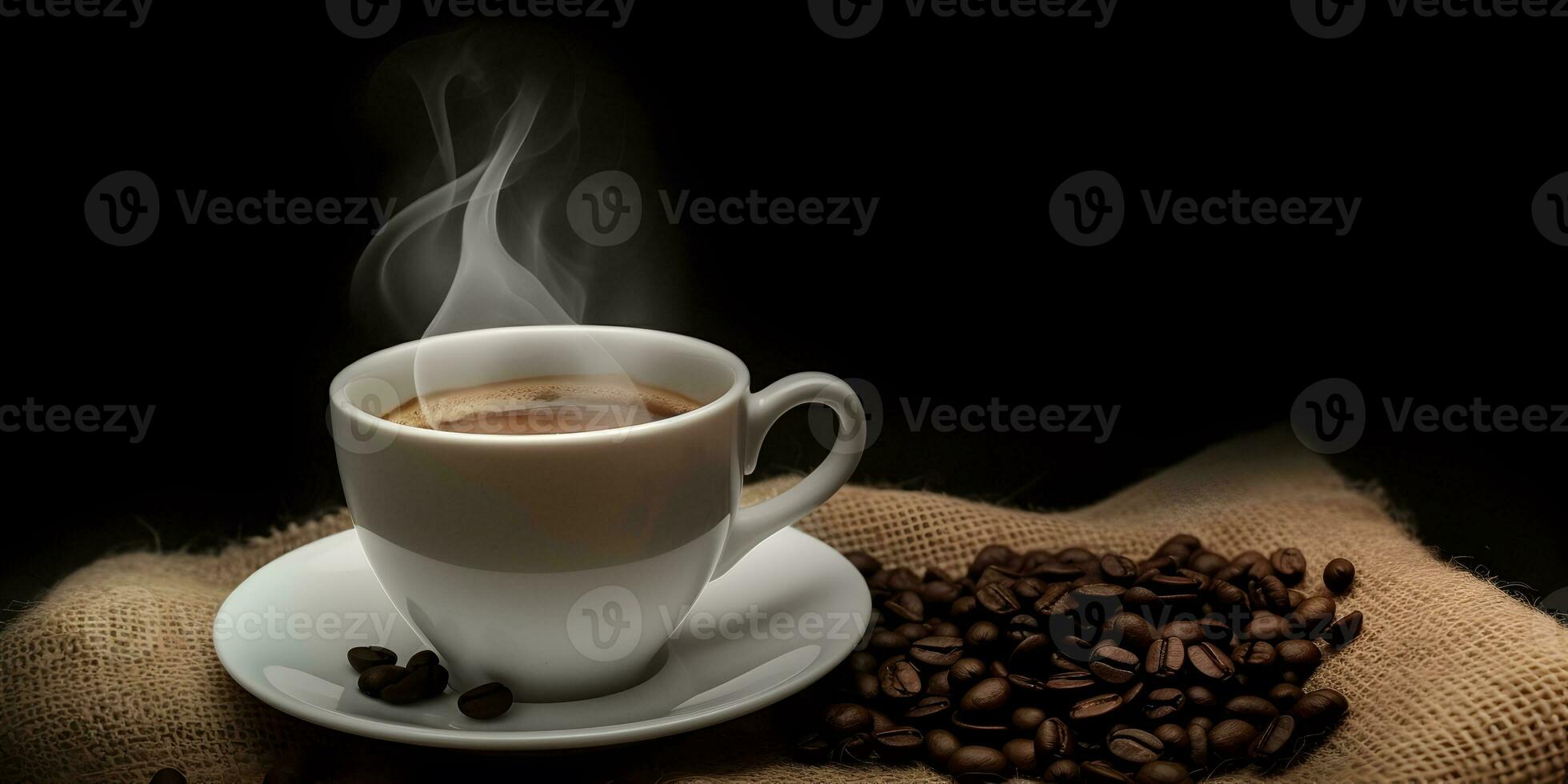 caldo caffè tazza e caffè semi. sfondo sfondo foto