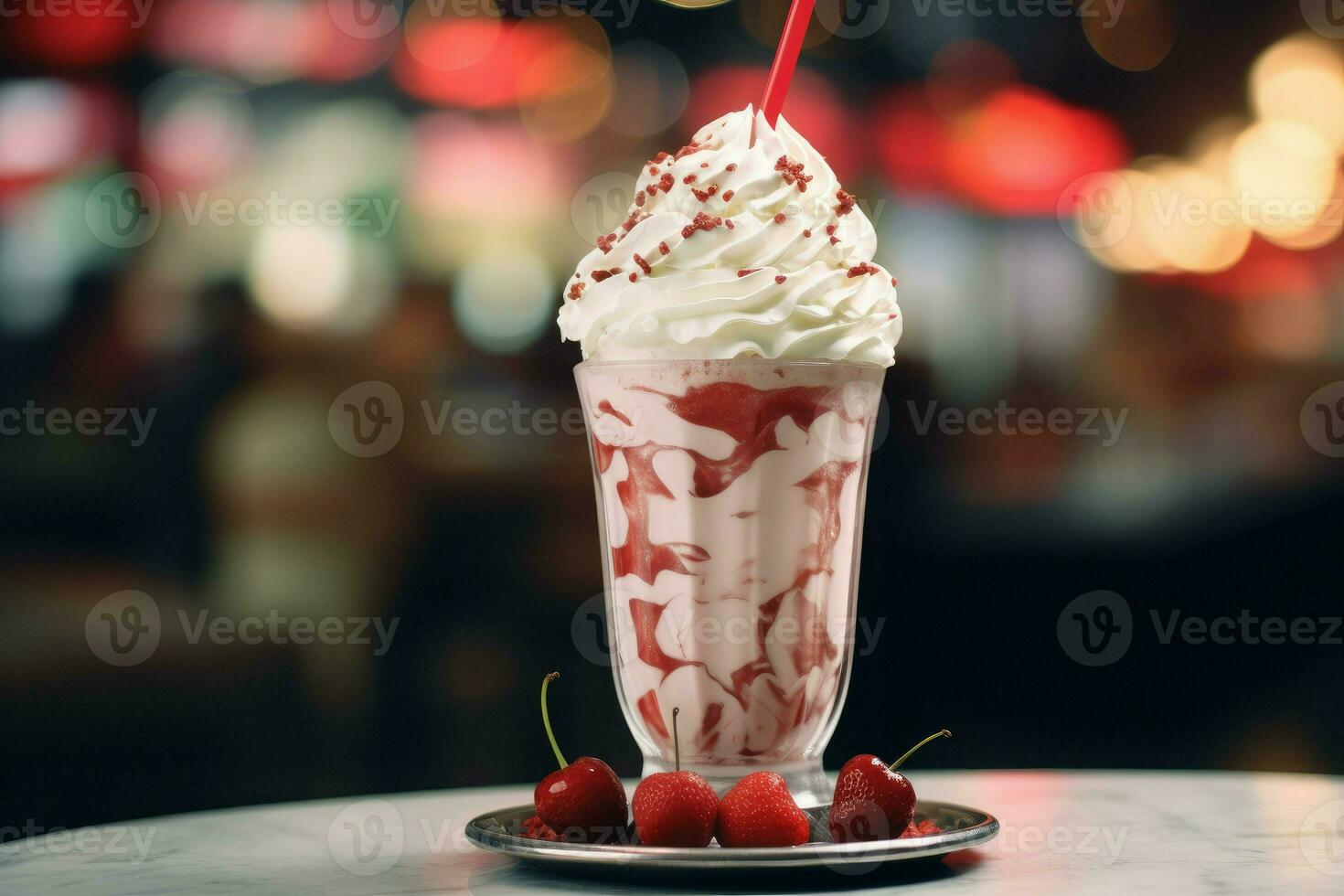 fragola shake frustato crema bere. creare ai foto