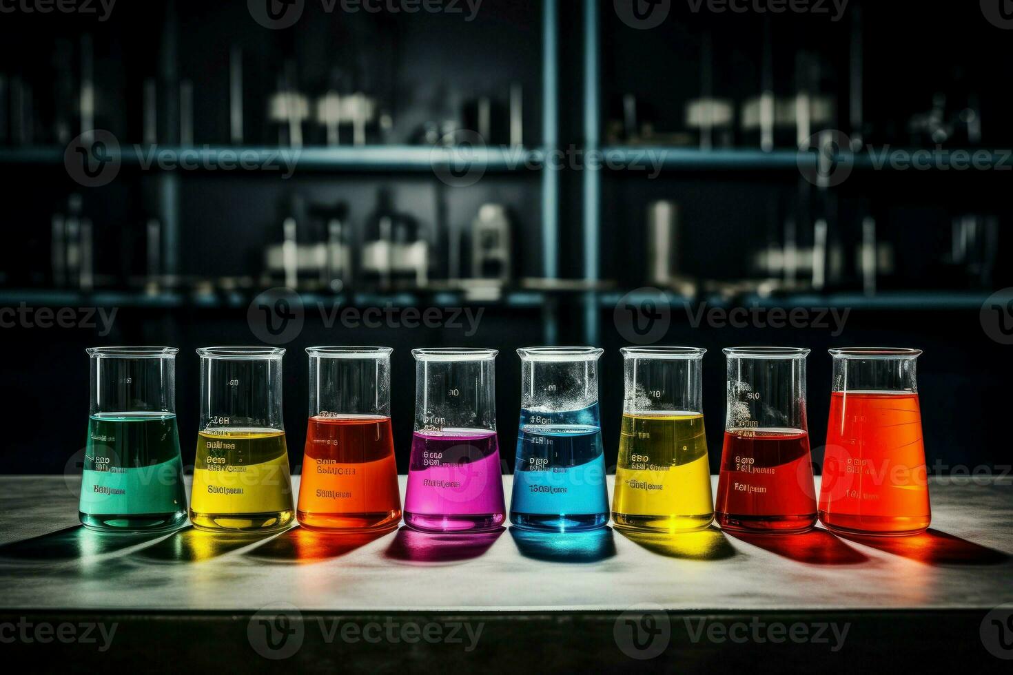 colorato bicchieri sostanze chimiche impostare. creare ai foto
