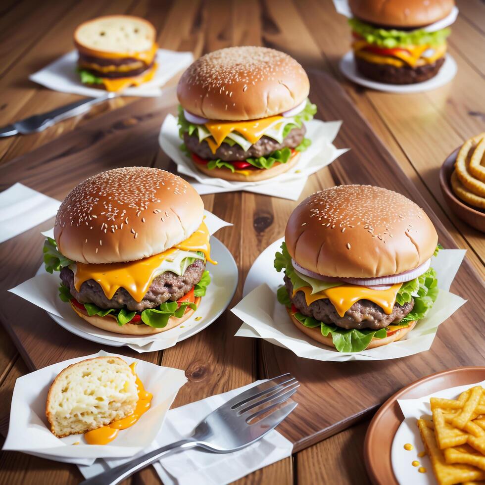 foto di alcuni formaggio hamburger. ai generato Immagine.