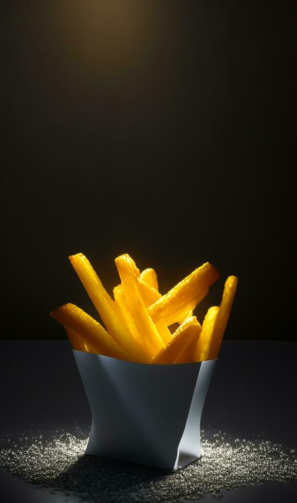 francese patatine fritte fotografia. ai generato Immagine. foto