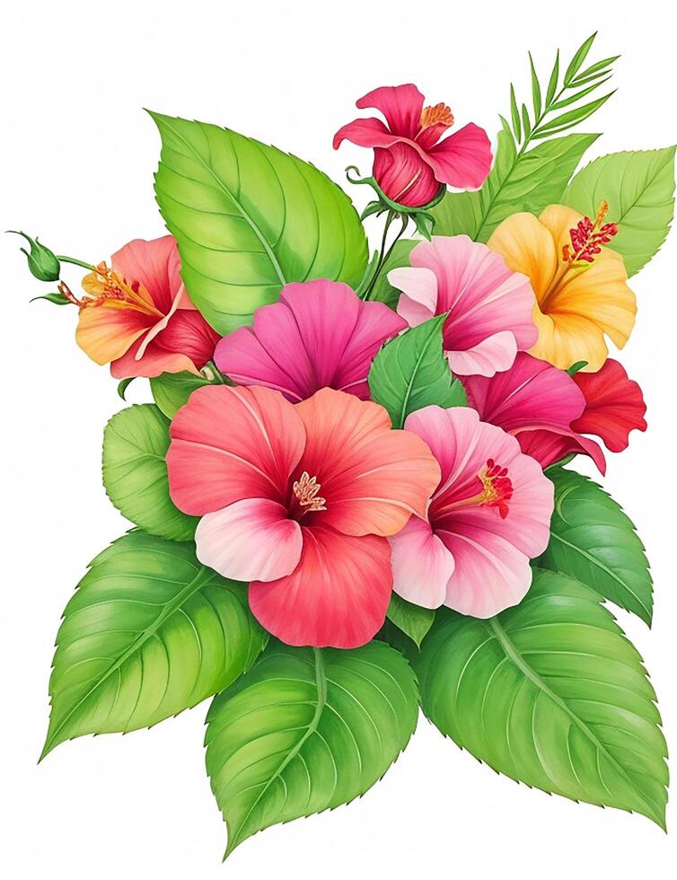 colorato floreale mazzo di botanico estate fiori per nozze, San Valentino anniversario isolato su bianca sfondo, ai generato foto