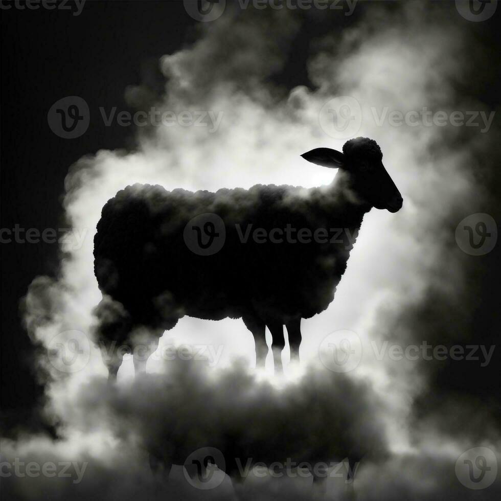 silhouette di pecora con Fumo foto