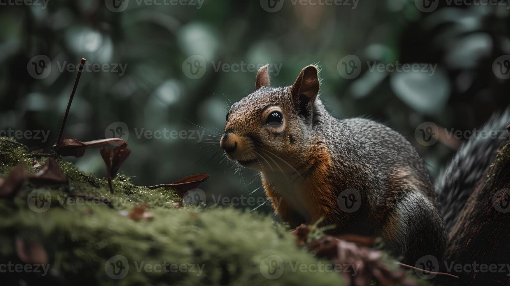 selvaggio scoiattolo nel il foresta ai generato foto