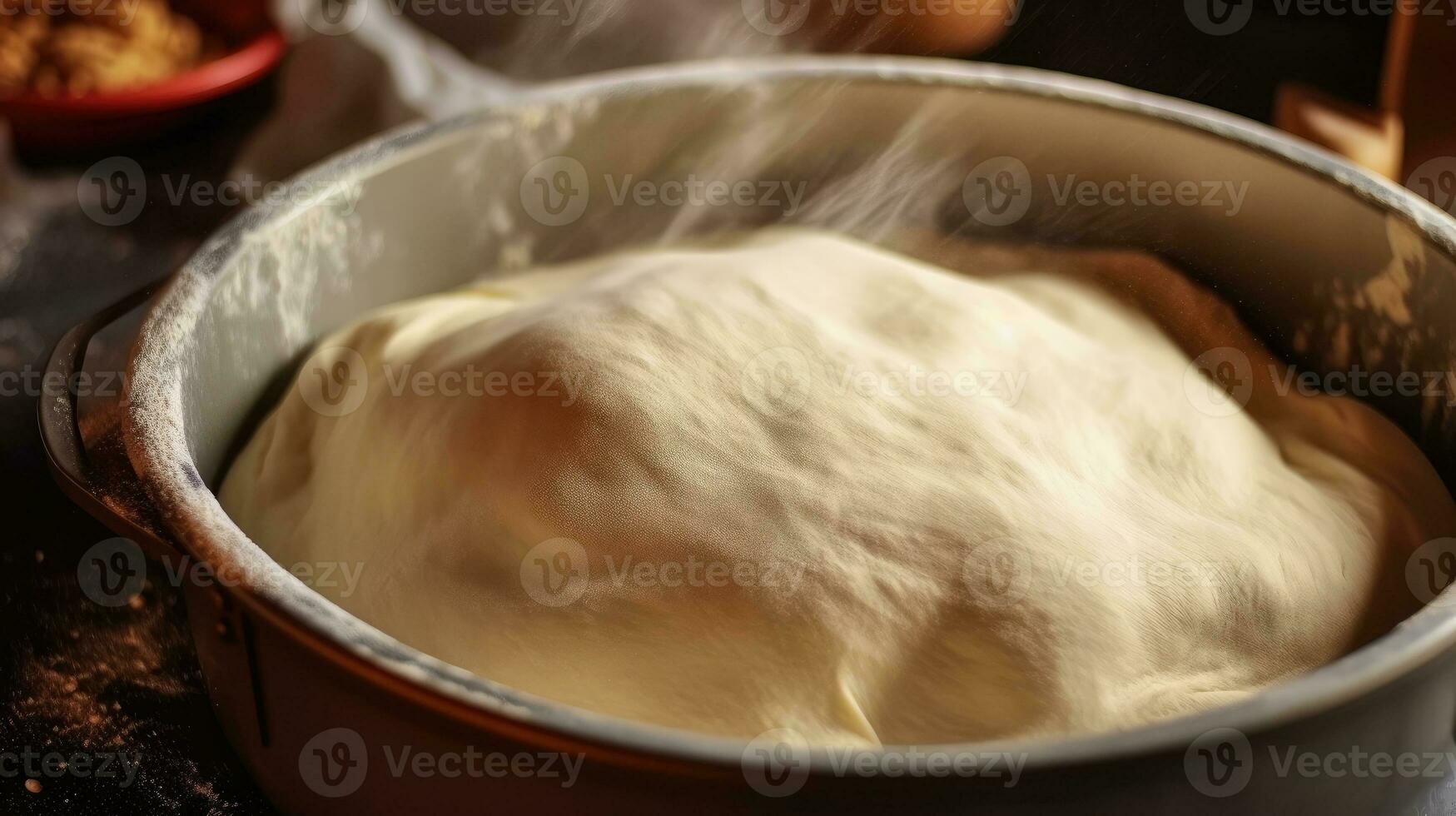 Impasto nel padella ai generato foto