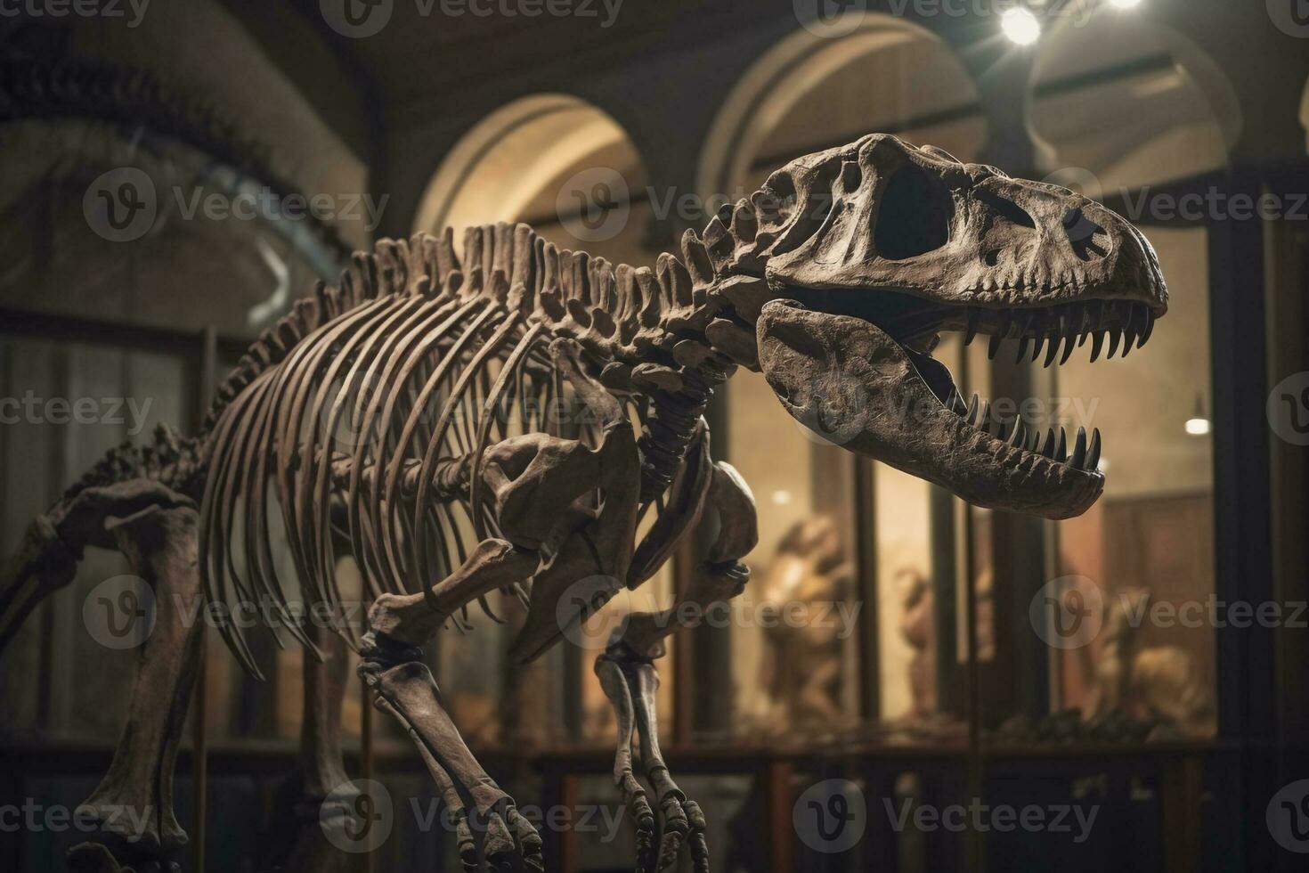 tirannosauro rex scheletro nel Museo . creato di generativo ai . foto