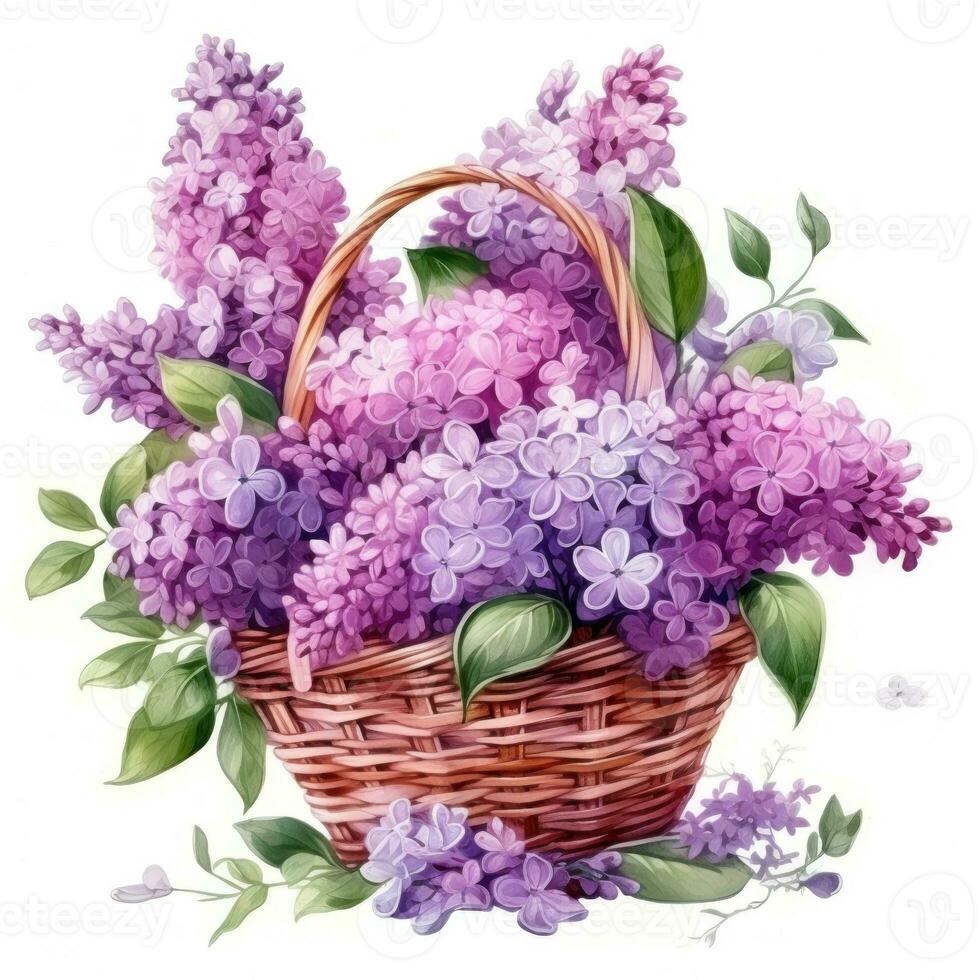 acquerello lilla fiori mazzo isolato foto