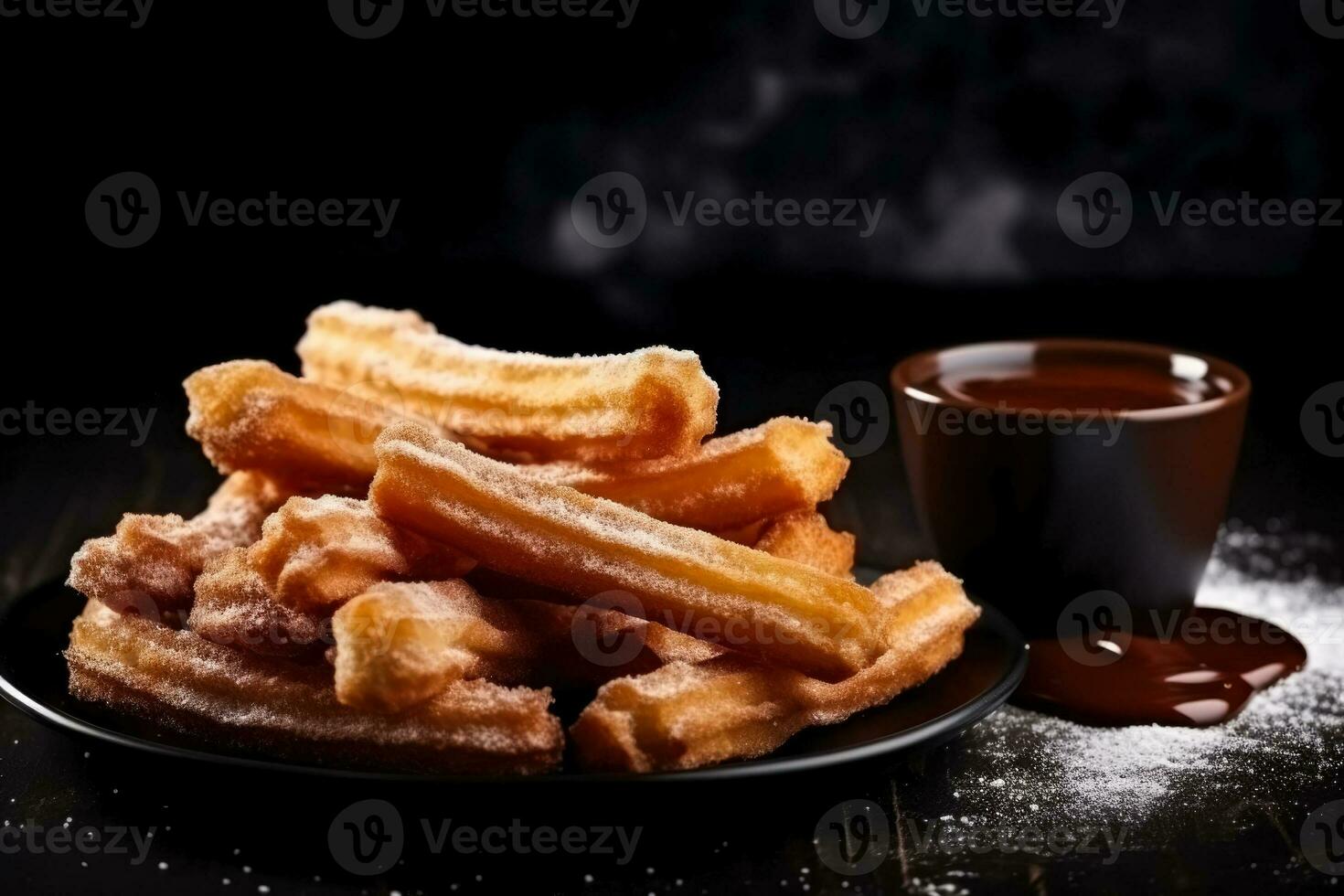 delizioso churros buio sfondo con vuoto spazio per testo foto