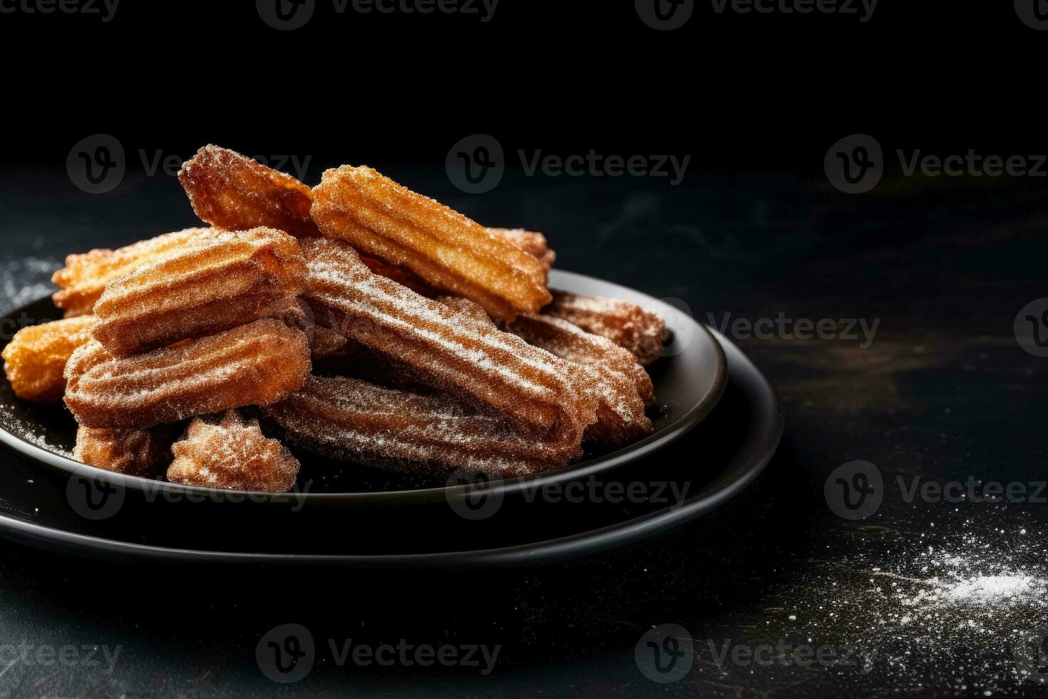 delizioso churros buio sfondo con vuoto spazio per testo foto